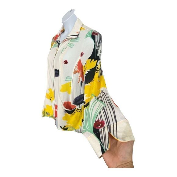 Berek Womens Ray of Sunshine Full Zip Jacket Size PL White Multi Color Pockets - Picture 3 of 12